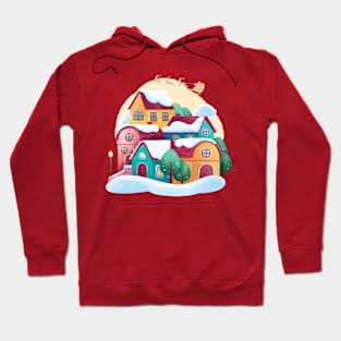 Christmas Town watercolor Hoodie